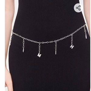 Zodiac Gemini chain hip belt silver tone